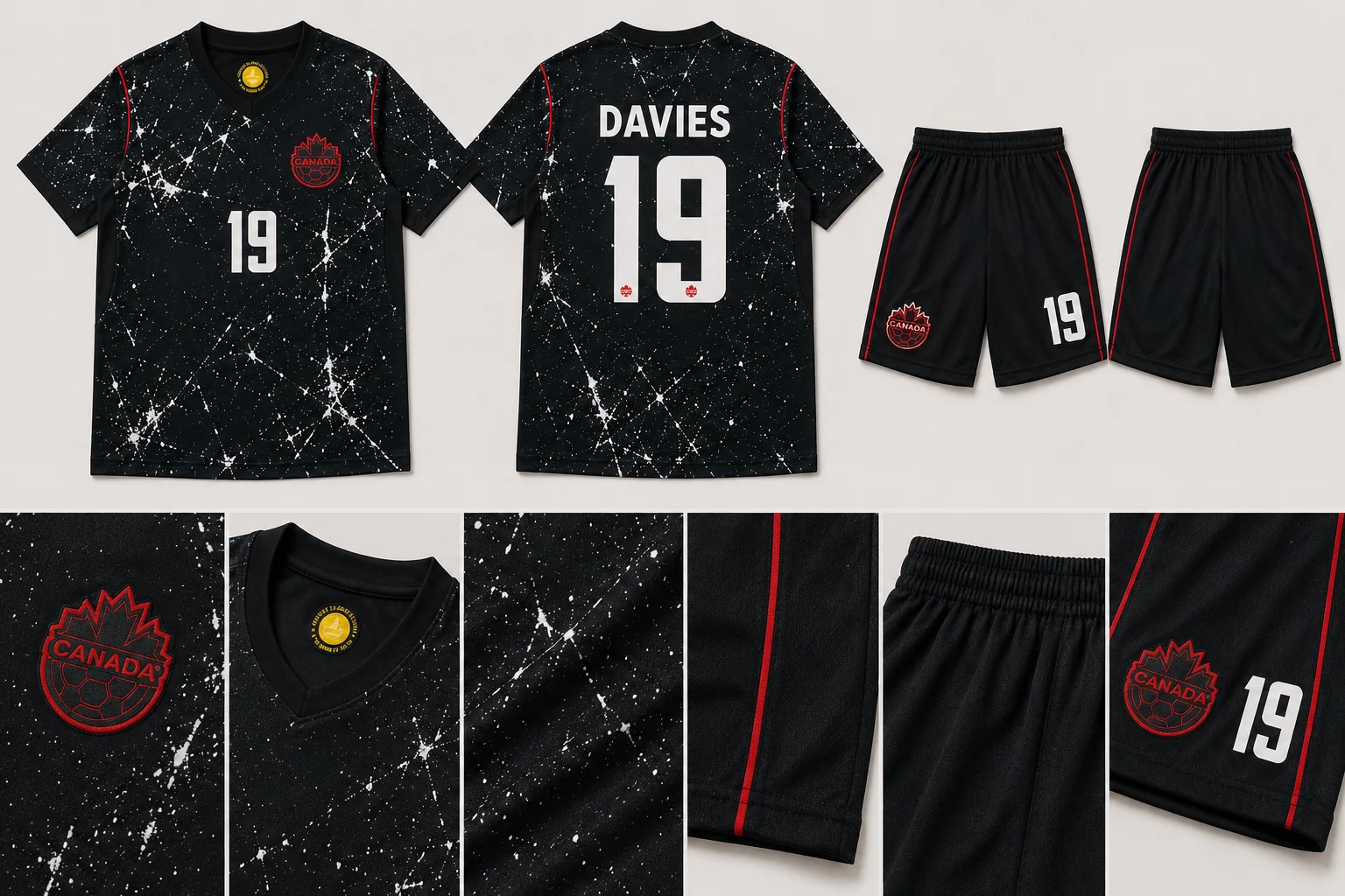Canada Away Kit 2026 – Black Jersey + Shorts Set (Adult)