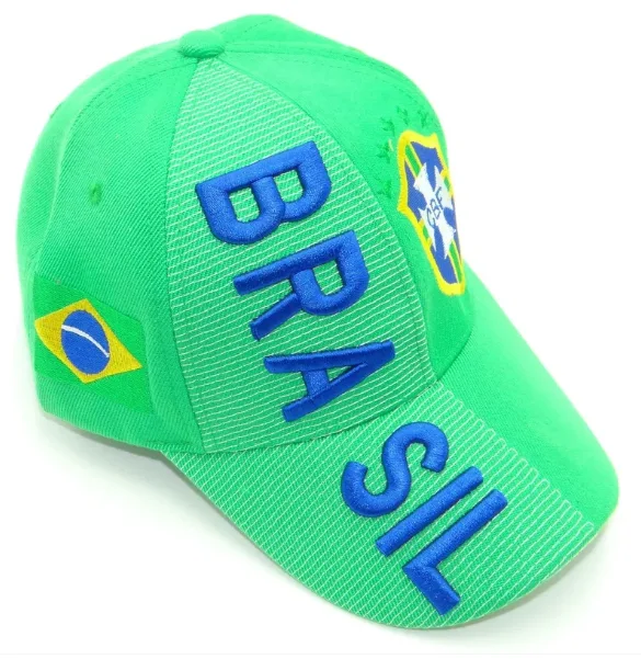 Brasil [green] With National Football Team Flag 3d Embroidered Cap
