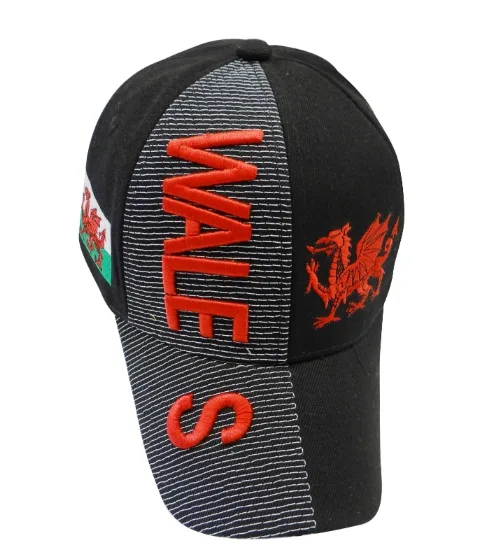 Wales [black] Flag 3d Embroidered Cap